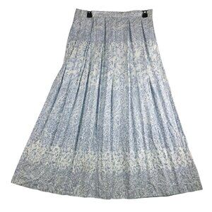 Vintage Koret Pleated Maxi Skirt 10 Ice Blue Deadstock Twill Cottagecore Fairy